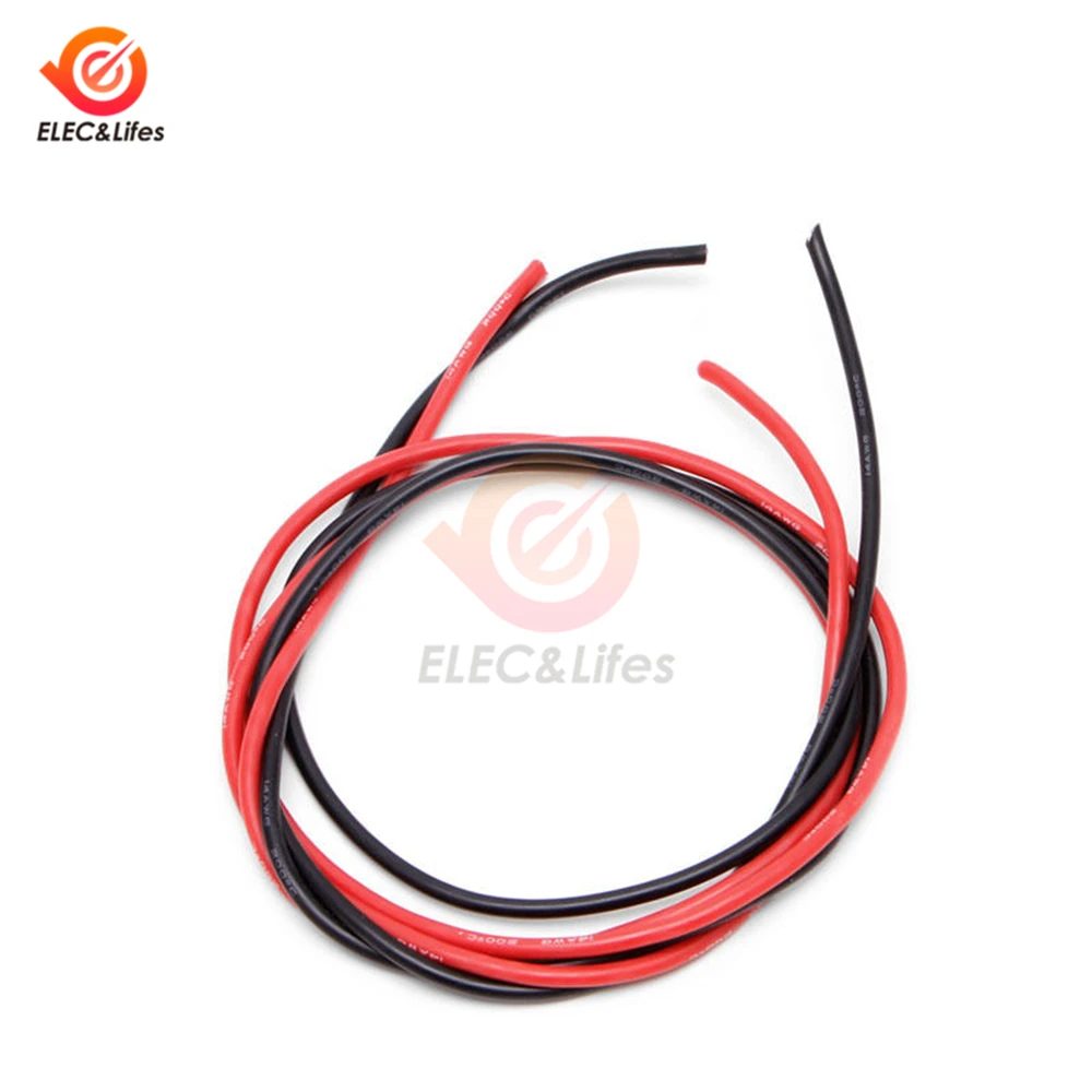 2M 10/12/14/16 Gauge AWG Electrical Wire Soft Silicone cable Temperature Resistance Flexible Copper Stranded wire cable For RC