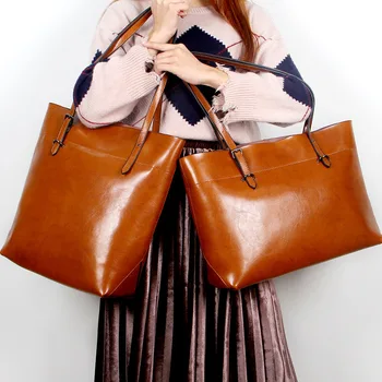 

Stylish Shopper Bag Genuine Leather Women Shoulder Bags Travel Casual Totes Handbag Modern Mommy Bag