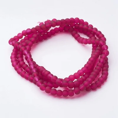 4mm 10Strands 200pcs/str Transparent Glass Crystal PandaHall Loose Bead Strand Frosted Round Blue Black Red Yellow Purple Green