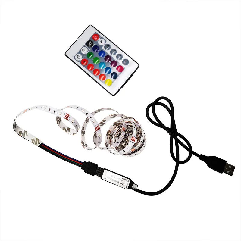 

2pcs/lot SMD 2835 RGB USB charger LED Strip light DC 5V USB Cable LED Light lamp Flexible Tape IR Remote control 1M 2M 3M 4M 5M