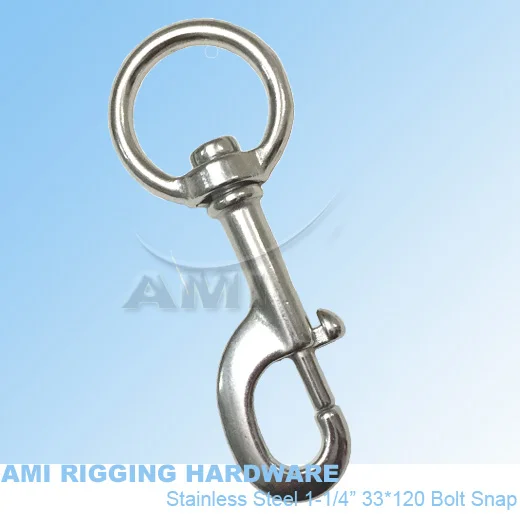 

1-1/4" 33*120 Swivel Bolt Snap, stainless steel 316, AISI 316, marine hardware, boat hardware, rigging hardware, yacht hardware