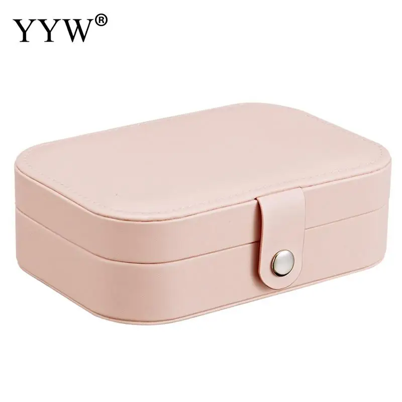 

Korean Style Fresh And Simple Girl Earrings Plate Jewelry Box Protable Leather Earrings Ring Multi-function Jewelry Storage Box