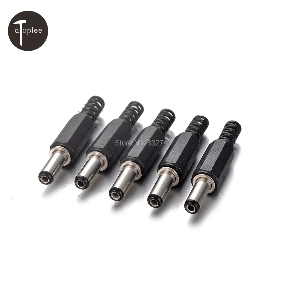 5 PCS 5.5* 2.1mm Male Solder DC Power Barrel Tip Plug Jack Straight