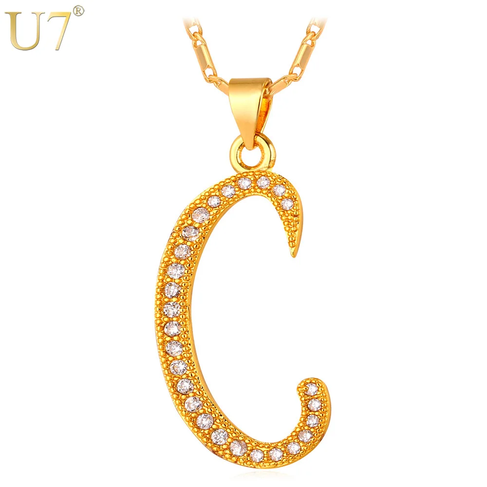 C Letter Pendant Charm Necklace Women 