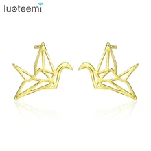 LUOTEEMI, дизайн, серьги-гвоздики в форме Журавля, 925 пробы, серебряные, для женщин, девушек, для свиданий, вечерние, с животными, Женские Ювелирные изделия, Brincos