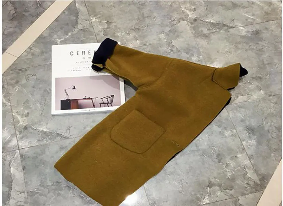 Confortáveis do Bebê Nova Moda Primavera Outono Meninas Crianças lã Fina Jaqueta Cabolsa Exterior Roupas Cor Amarela Escura 2020 11 Mamãe e Bebê