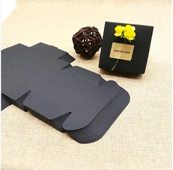 

50pcs Black Paper Boxes Wedding Favor Candy Box Necklace Earrings Ring Gift Box For Christmas Birthday Party 9.5*9.5*3CM