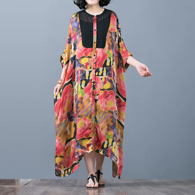 Luxury Women Natural Linen Silk Summer Maxi Dress Ethnic Bohemian Luxury Women Natural Linen Silk Summer Maxi Dress Ethnic Bohemian Print Great Perfectly Beach Holiday