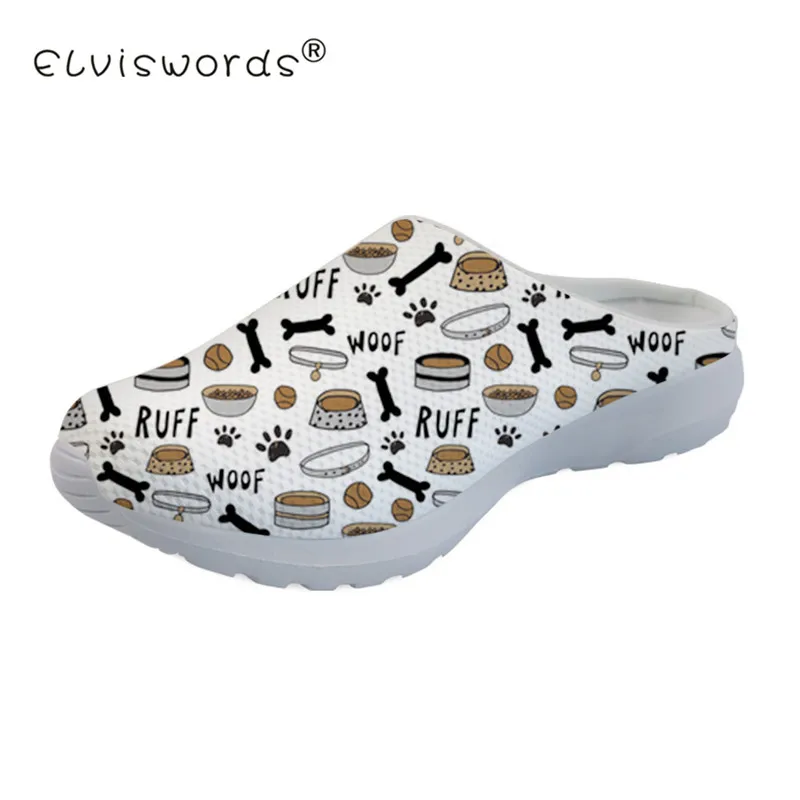 

ELVISWORDS Gog Bone Paw Printing Women's Beach Sandals Breathable Mesh Slippers Female Lightweight Casual Shoes zapatos de mujer