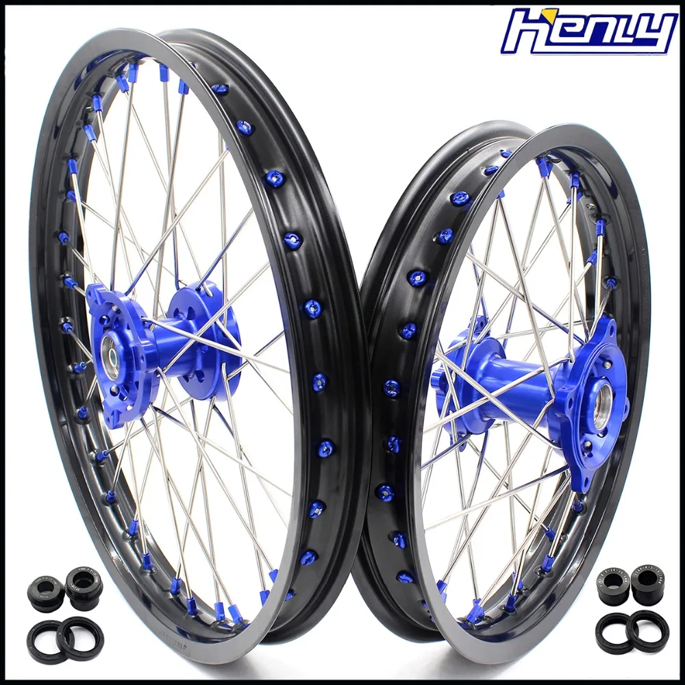 1" /16" Детский спиральный обод колеса питбайка Набор для YAMAHA YZ80 1990-2001 YZ85 2002- диски синий ниппель