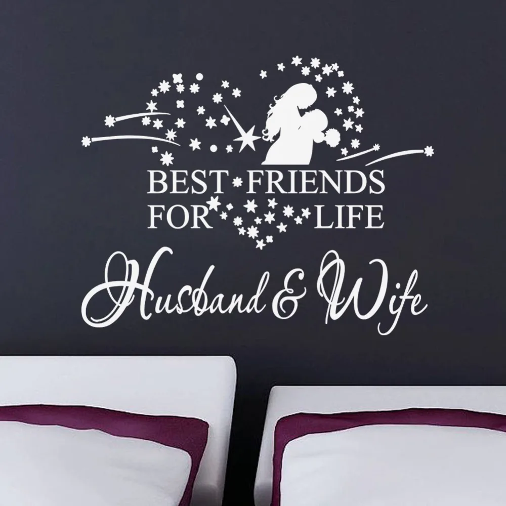 Husband&Wife Wall Sticker Quotes vinyl Wall decal home decor 8385 Remonable Wallpaper Wedding Decoration Vinyl Wall Quotes in Wall Stickers from Home