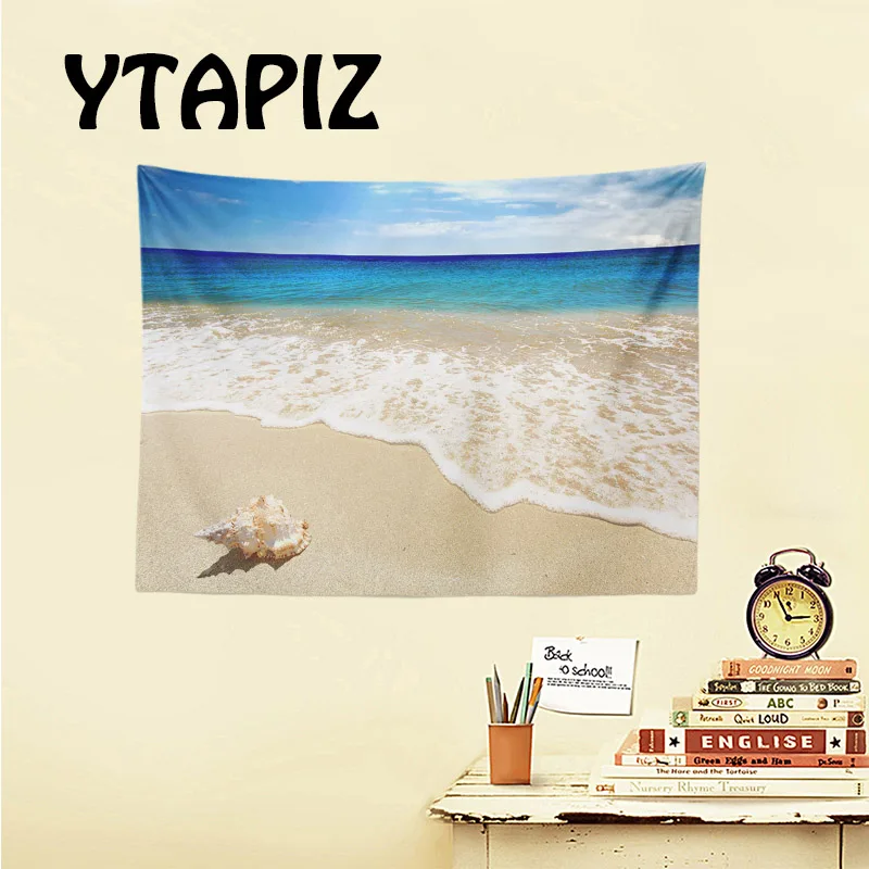 

Luxury Ocean View Tapestry Surf Beach Beauty Coconut Tree Rock Conch Decorative Blanket Home Apartment Living Room Wall Hanging