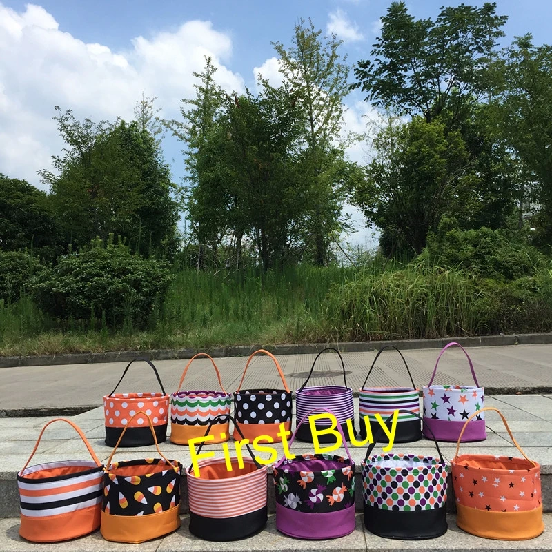 

20pcs/lot New arrival monogram kids toy storage candy tote pumpkin bag Basket Gift for Child cute halloween bucket Decoration