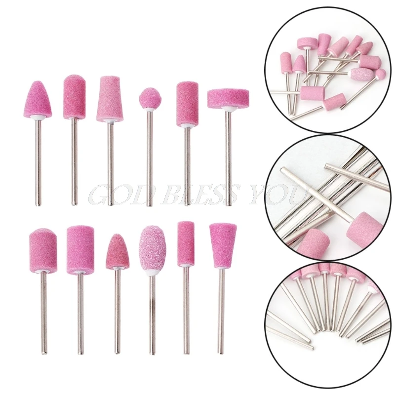 

12Pcs/Set Nail Art Polishing Grinding Head Tool Quartz Electric Drill Bits kit Nail Tool