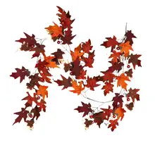 Светодиодный Шелковый осенний венок на дверь венок тыквенные акорны тыквенные ягоды кленовые листья виноградный венок на День Благодарения осветляет вечерние украшения