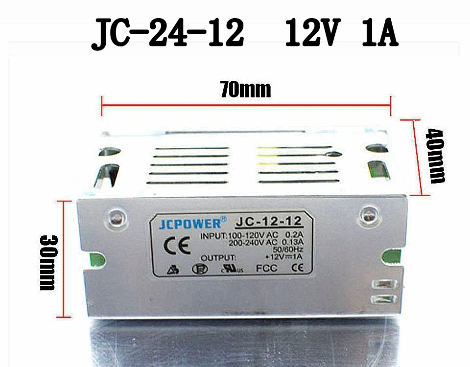 

Switch Power Supply Driver 12V 1A 12W Transformer Input110/220V for LED Strip Light