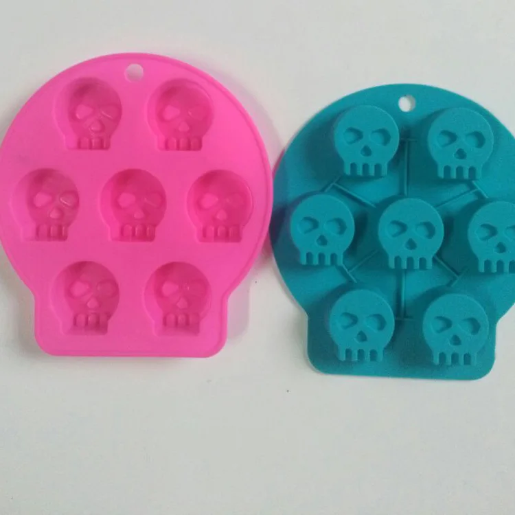 

7 cavity Skull shape silicone mold fondant cake decoration mold ice mold resin clay craft mold DIY tool