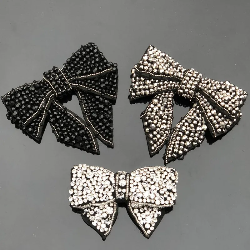 

Bowknot Patch For Clothes Beaded Applique Rhinstone Patch Bowknot Drill Applique Sew On DIY Clothing Applications