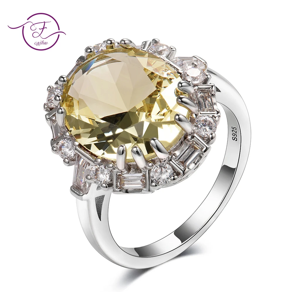 Real 925 Sterling Silver Light Yellow Gemstone Rings For Women Princess Party Wedding Engagement Gift Top Brand Fine Jewelry Real 925 Sterling Silver Light Yellow Gemstone Rings For Women Princess Party Wedding Engagement Gift Top Brand Fine Jewelry