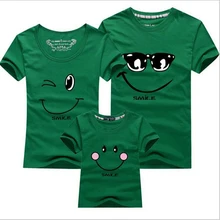 New 1pc summer T shirt Cartoon smile family look outfits father mother daughter son family matching clothes short sleeve LL077