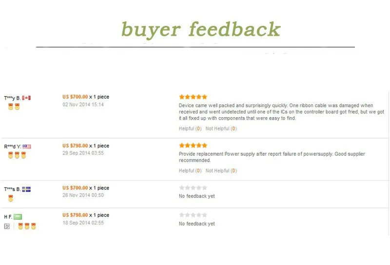 Buyer feedback