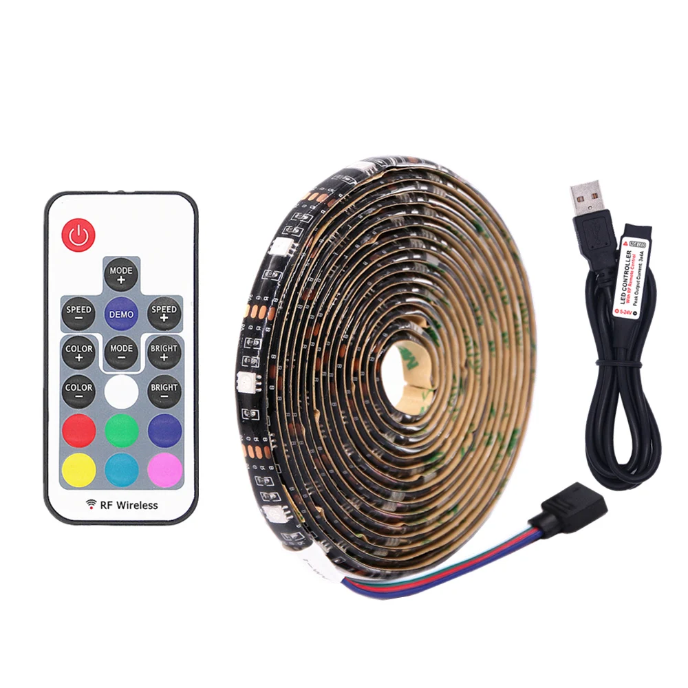 

USB LED Strip RGB 5050 Waterproof 5V Christmas light String lamp Tape For TV LED Backlight 1m 2m 3m 4m 5m with Controller Kit