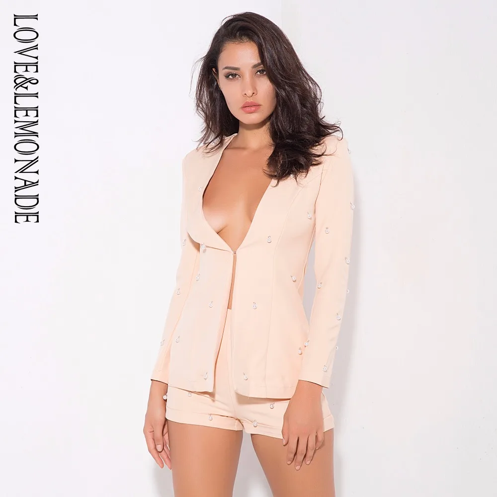 

Love&Lemonade Pink V-Neck Nail Together Two-Pieces Sets LM0311 Autumn/Winter