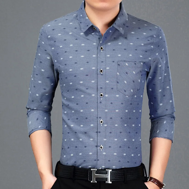 Jbersee Camisa Social Slim Fit Мужская рубашка хлопковая модная Высококачественная Мужская рубашка с длинным рукавом деловая повседневная мужская рубашка - Цвет: gray