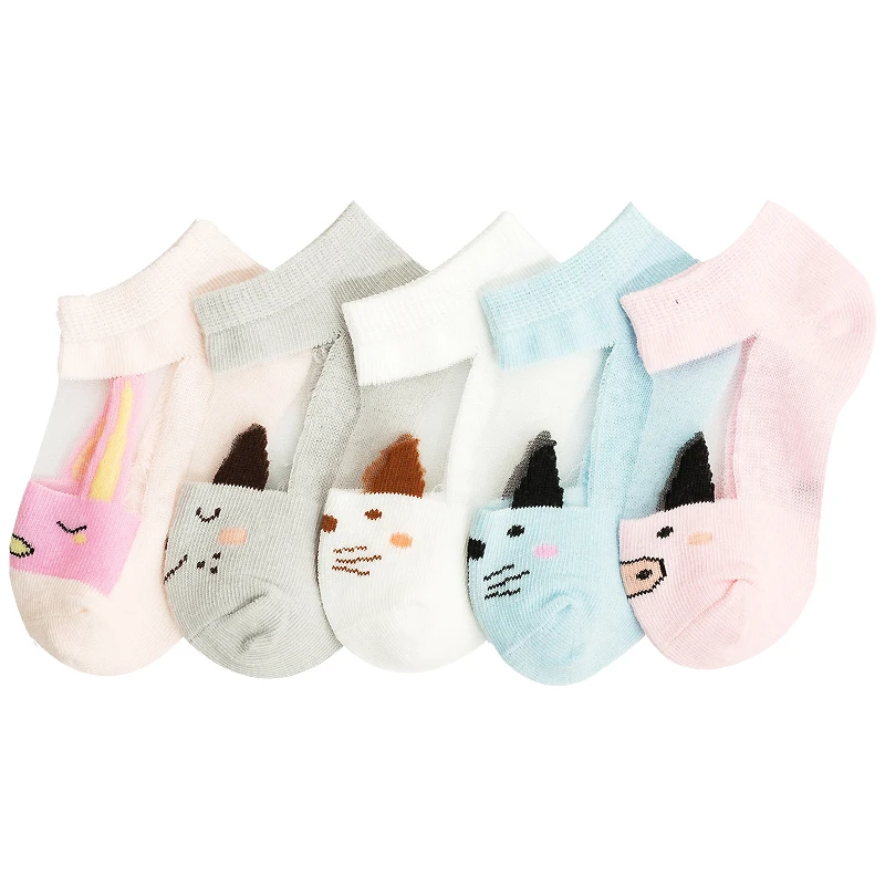 5 пар, новые детские Мультяшные короткие носки детские весенне-летние невидимые носки-башмачки с рисунком тонкие комфортные Дышащие носки