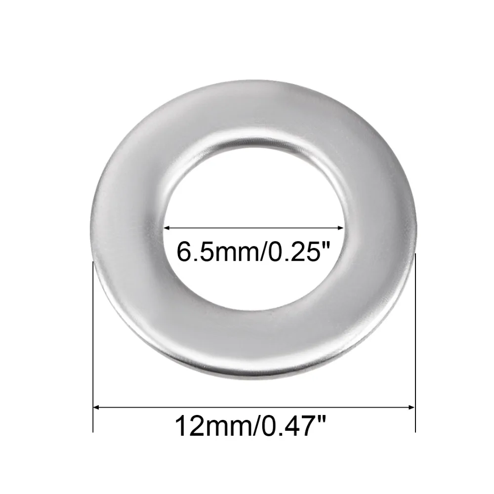 Uxcell 6x3x0,8/6,5x12x0,8/7x4x0,8 мм 304 Нержавеющая сталь плоская шайба для болт идеально Сменные прокладки 100 шт