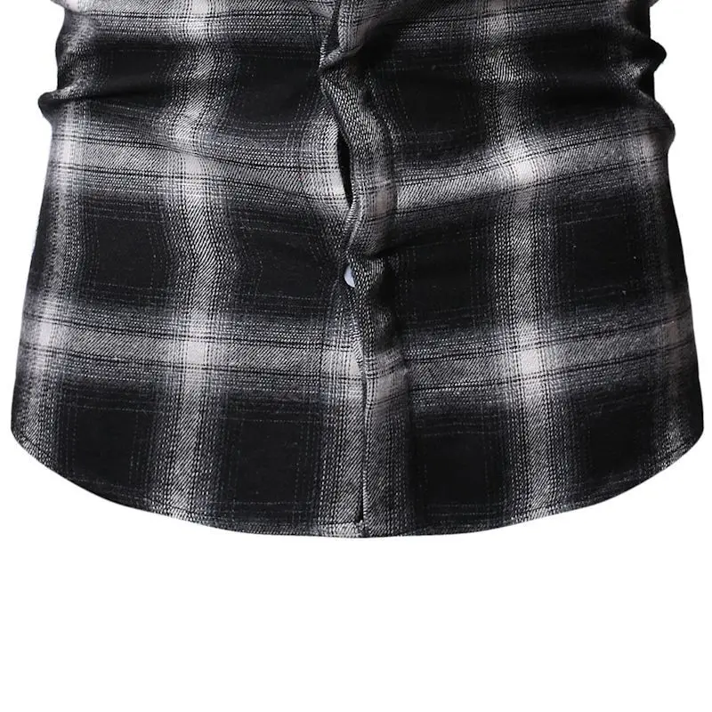 Black Plaid Red Checkered Shirt Mens Fashions Chemise Homme Dress Shirts Mens Short Sleeve Button-Down Blouse Men Clothes YS54 (11)