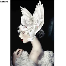 Фото на заказ Diy 5D новая алмазная живопись вышивки крестом мультфильм девушка птица картина с алмазной вышивкой полный дрель мозаичные украшения