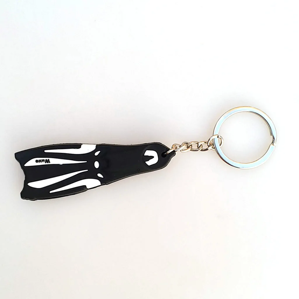 Novelty Mini Chain Scuba Dive Fins Flippers Key Chain Holder Silicone and Steel Keyring Keychain for Boat Kayak Surfing Sailing