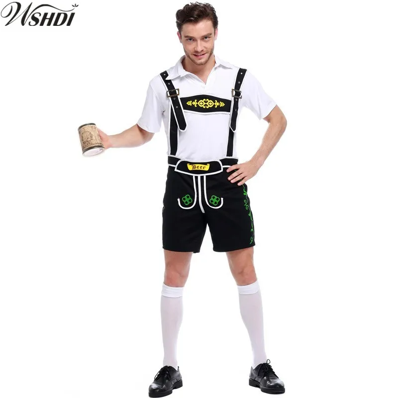 Мужские костюмы Октоберфест Немецкий Баварская пивная вечеринка Lederhosen и топ для
