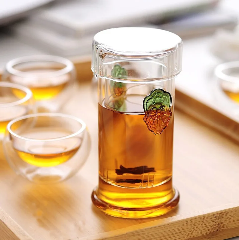Термостойкий стеклянный чайник Китайский кунг-фу цветочный чайник с фильтром Кофе чайник, красивый и легкий чайник