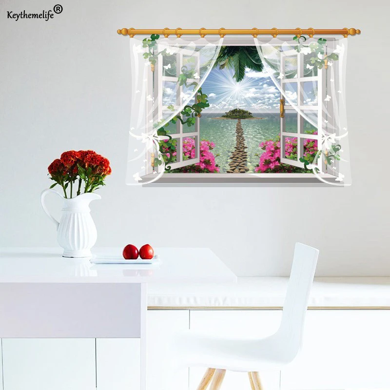 Island Style 3D Wall Sticker Sea Landscape Removable Wallpaper 3D