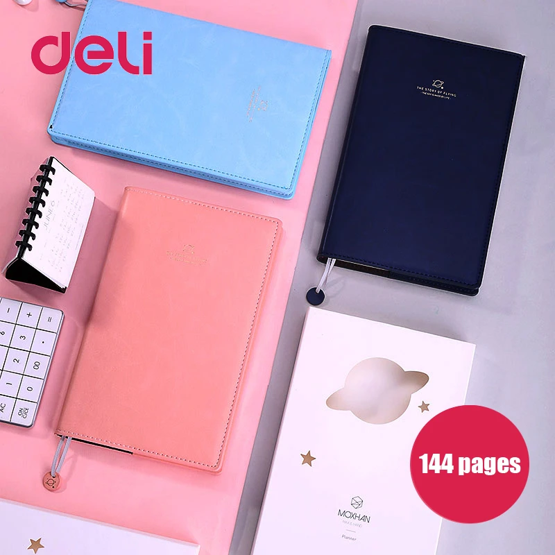 

Deli MOXHAN notebook Handbook Daily plan page monthly plan page leather cover notebook business meeting diary book stationery