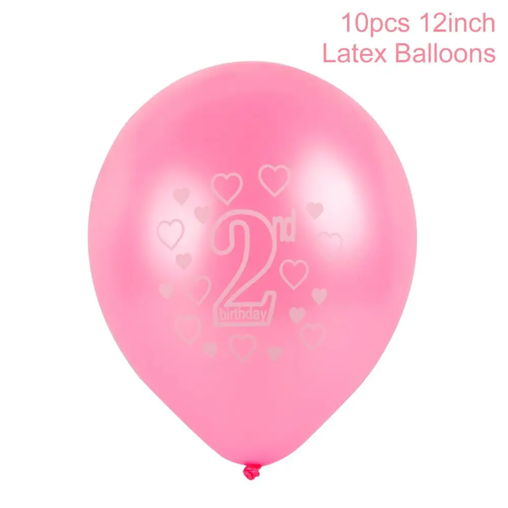 HUIRAN 2 день рождения шары-цифры воздушный шар 2 года дети синий мальчик 2 день рождения украшения Розовый Девочка День рождения принадлежности - Цвет: 10pcs Latex Pink