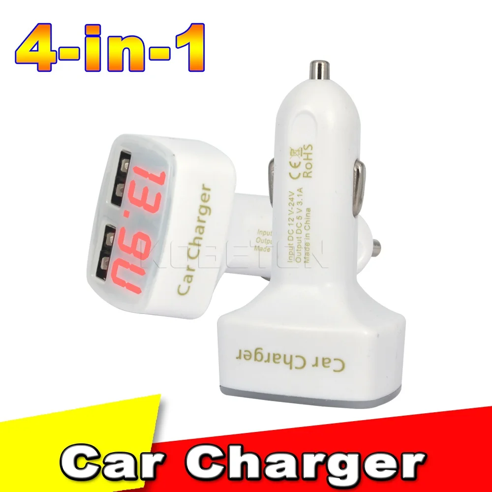 Kebidu 4 в 1 Автомобильное двойное зарядное устройство USB 2 порта 3 а цифровой