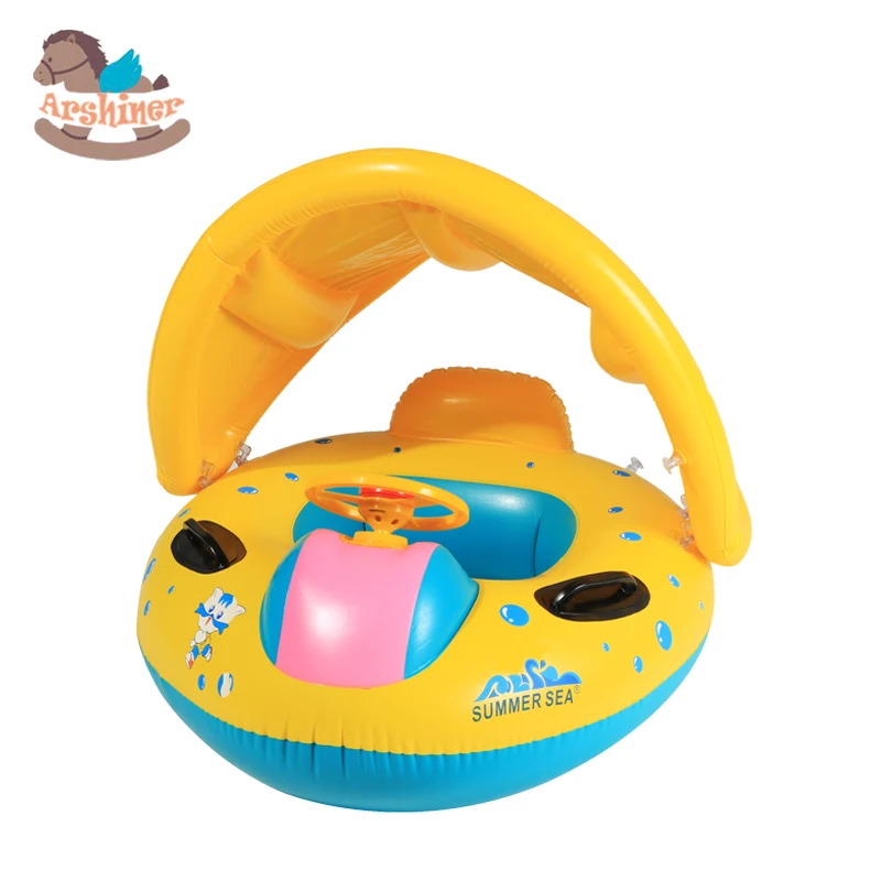 Arshiner New Babies Sunshade pool fish float Inflatable Boat Water