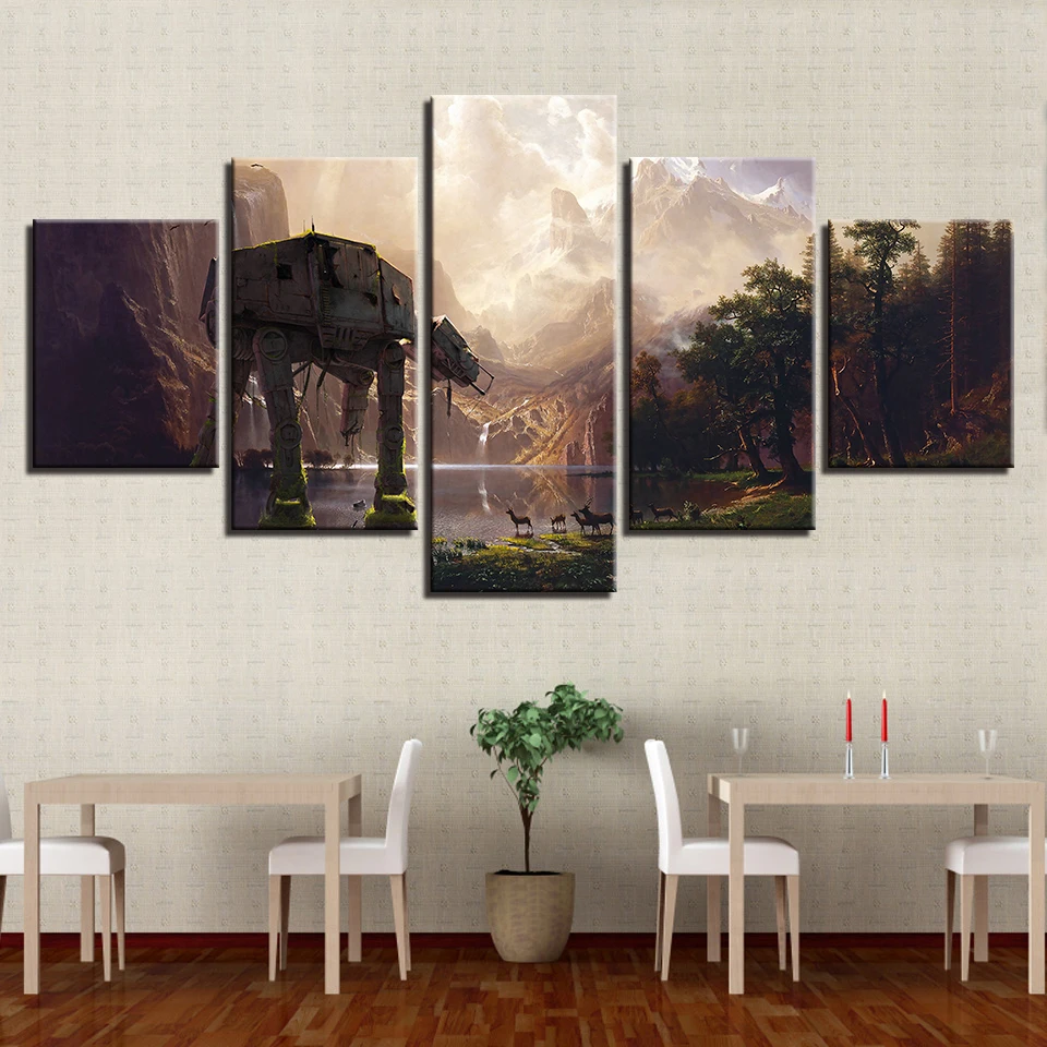 Modular Picture Modern Home Decor 5 Panel Movie Star Wars Framed