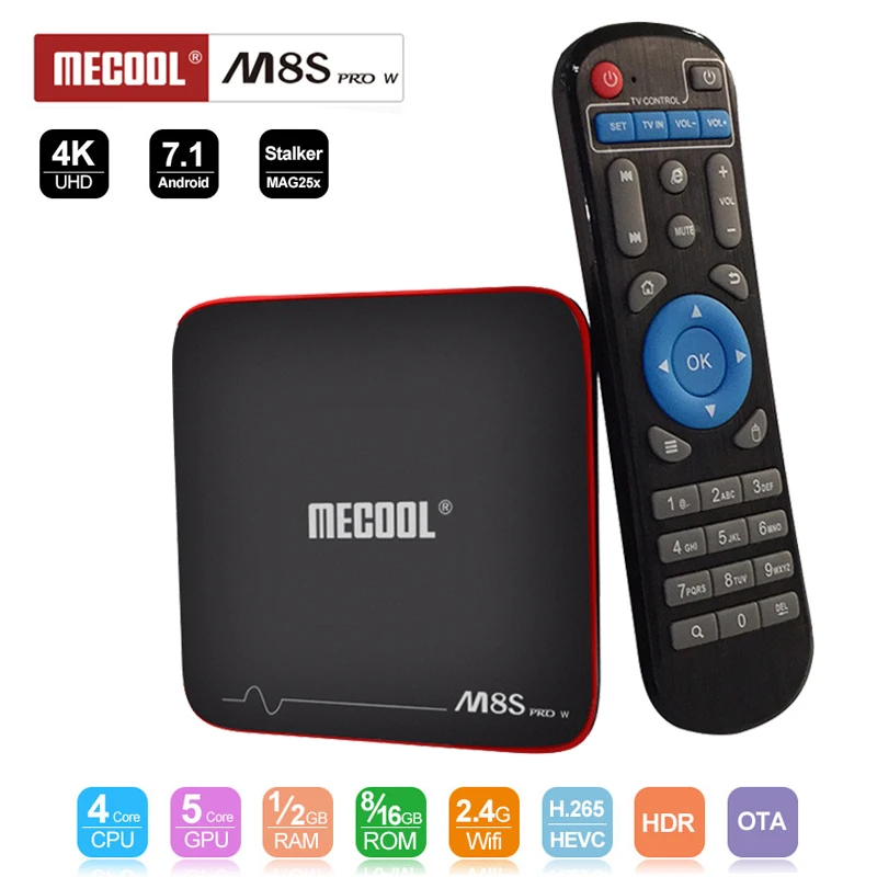 Mecool M8S PRO W ТВ Box Android 7 1 Amlogic S905W 4 ядра H265 HD 3D 1/2 ГБ Оперативная память DDR4 8/16GB коробка 4K