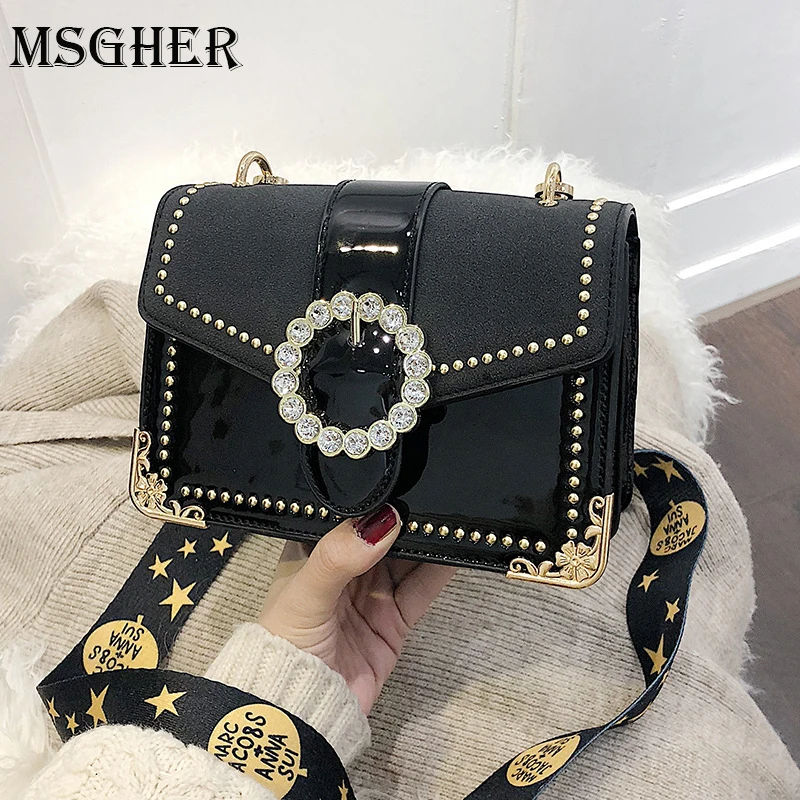 

MSGHER Rivet Flap Fashion Chain Bag Woman Handbag Famous luxury Brands Messenger Bags Small Female Shoulder Bags Sac A Main Femm