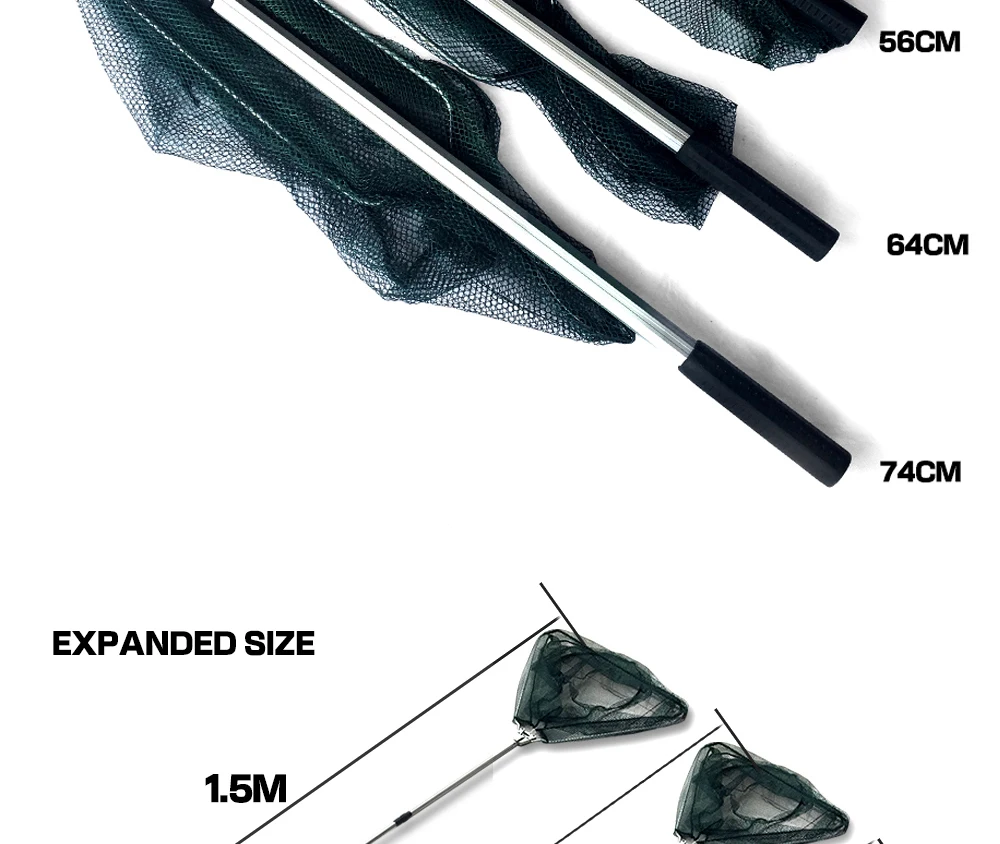 Портативная треугольная Складная рыболовная сеть сачок 1,5/1,7/2,1 М выдвижная