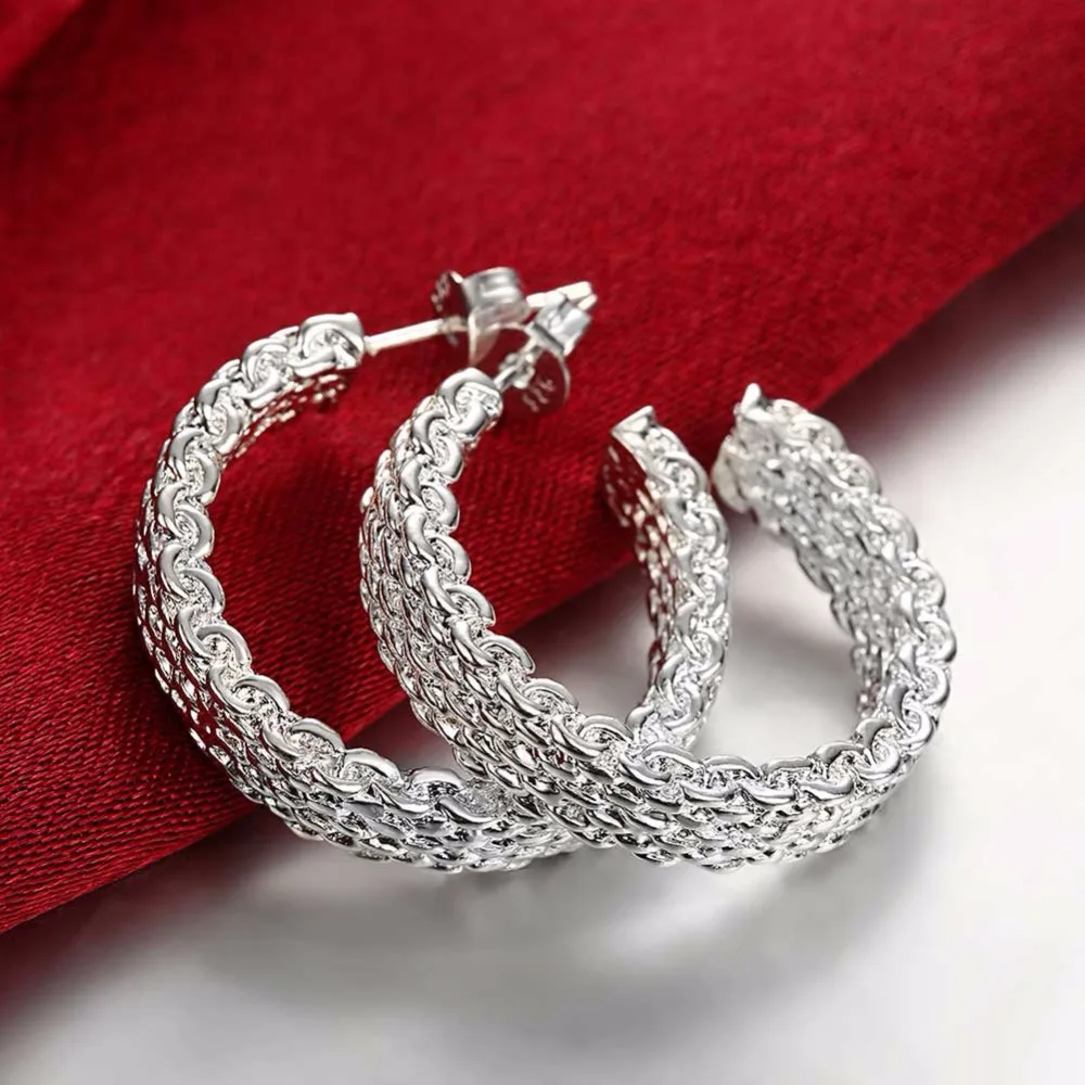CHUKUI women silver round hoop earrings woman wholesale free shipping christmas gifts fashion jewelry metal half hoop earing  (6)