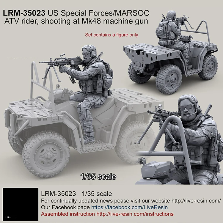 1/35 Смола Модель комплект США спецназ 2013-современный ATV rider, Mk48 пулемет стрельба (только один солдат) Бесплатная доставка 244 г
