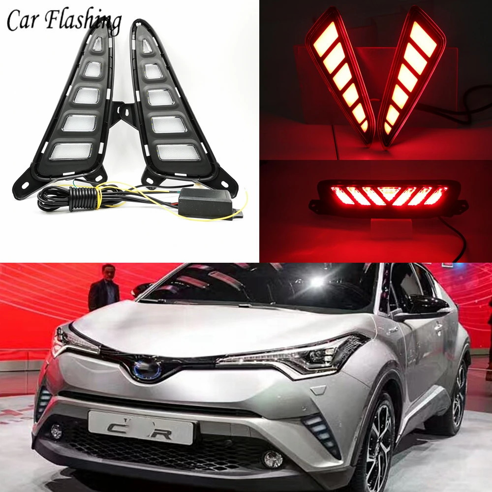 

1Set LED For Toyota C-HR CHR 2016 2017 2018 2019 DRL Daytime Running Light & Rear Tail bumper Fog Lamp Brake light Warning light