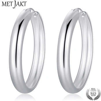 

MetJakt Classic Vintage Round Hoop Earrings 925 Sterling Silver Silver Circle Earring for Women Gift Fashion Jewelry