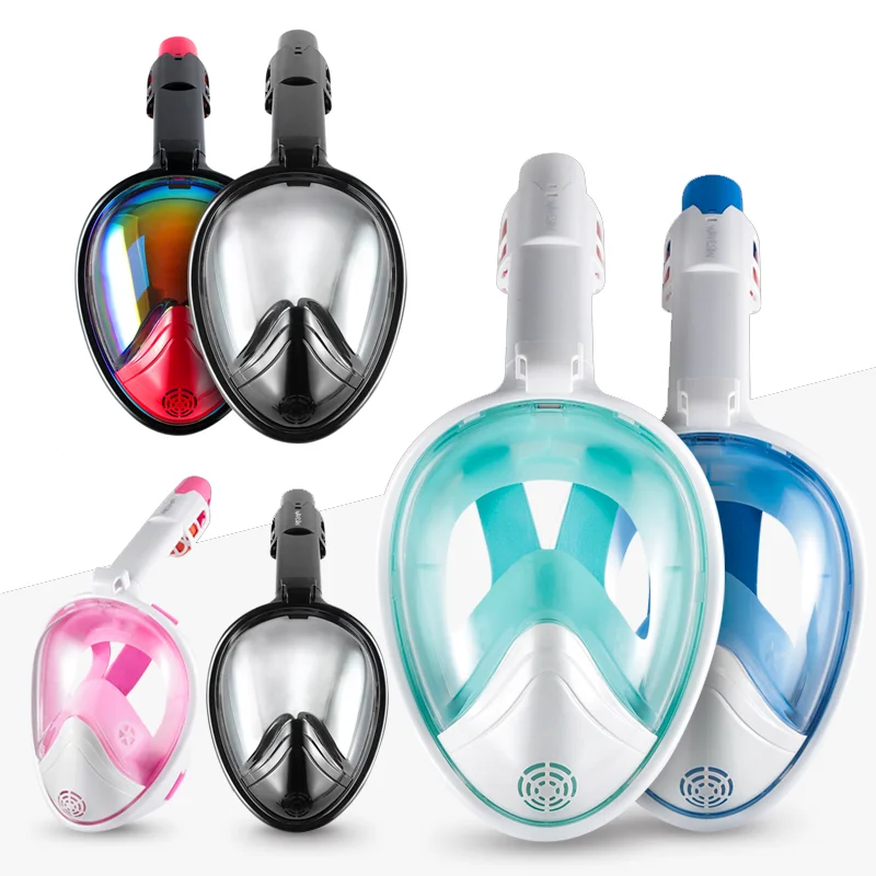 

PLATED colorful Full Face Snorkeling Masks Panoramic View Anti-fog Anti-Leak Swimming Snorkel Scuba Underwater Diving Mask