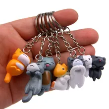 

6pcs/set Japanese Style Creative Cartoon Cat Toy Key Ring Cute Animal Cat Keychain Girl Bag Fashion Pendant Decorate Child Gift